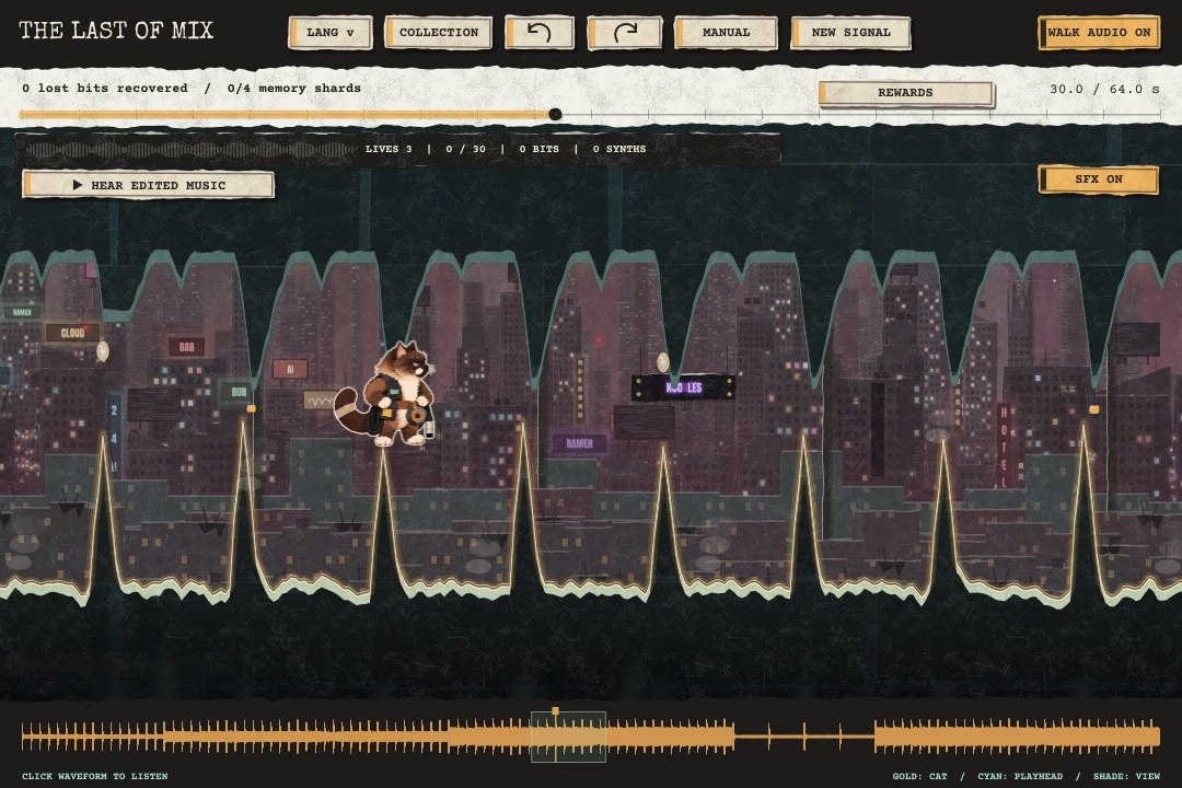 The Last of Mix gameplay: a level built from a song's waveform